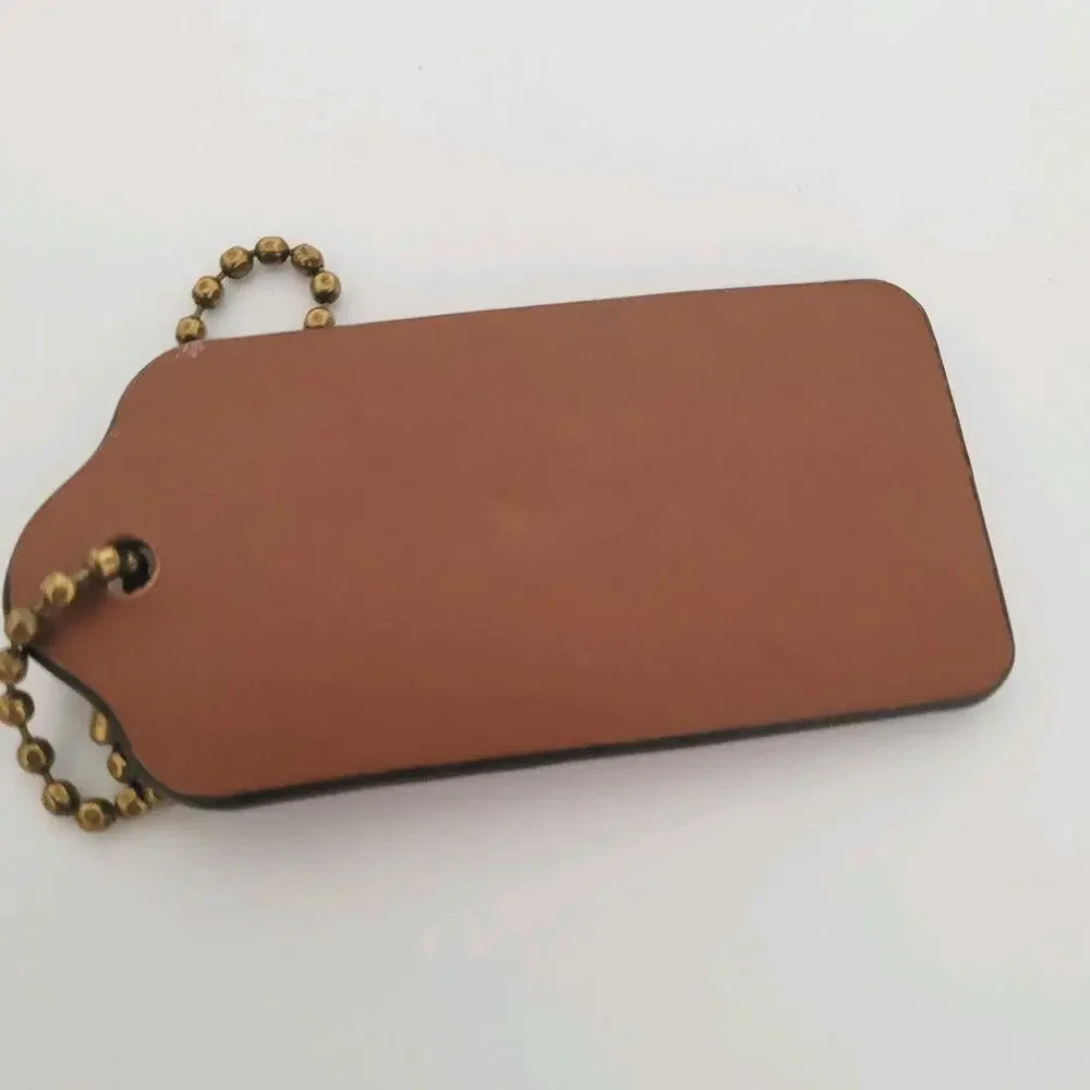 Coach Hang Tag Replacement‎ Pink Brown Leather Bag Charm Keychain Large 2,5